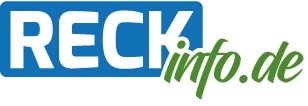 RECK in weiß auf blau; info.de in grün/weißer Straßenbauqualität. RECK in weiß auf blau; info.de in grün/weißer Straßenbauqualität.