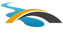 RECK in weiß auf blau; info.de in grün/weißer Straßenbauqualität.